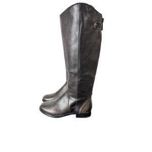 Capezzani Brown Leather Tall Riding Boots Size 39/US 8 Made In Italy Pull On